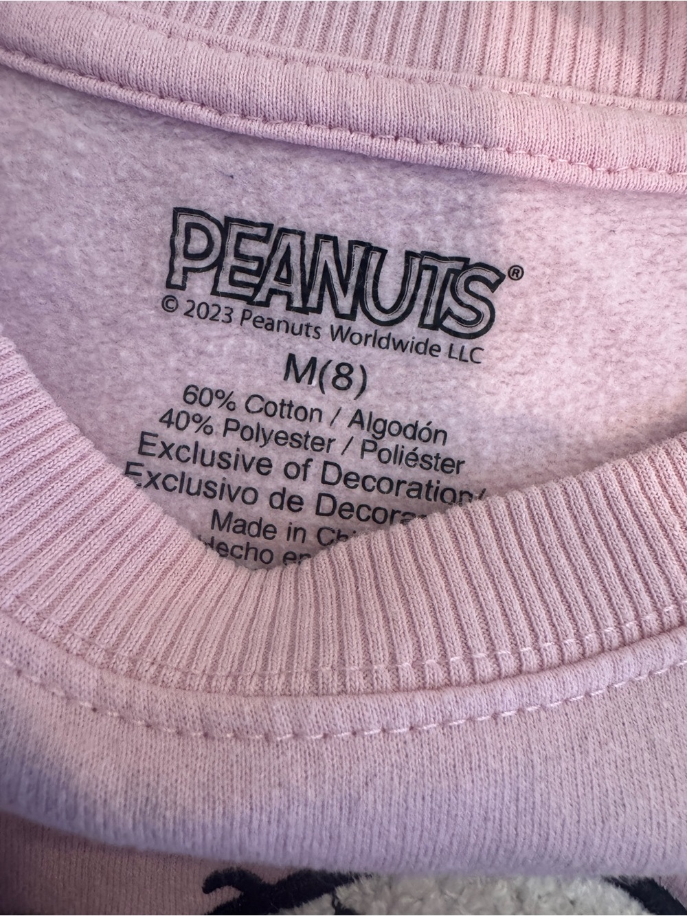 Peanuts Snoopy Pink Crewneck Sweatshirt Pullover - Picture 5 of 5